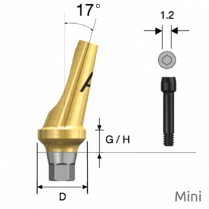 Абатмент угловой Angled мини 6-гранник d-4.5 h-4.0 мм. тип A угол-17° Osstem