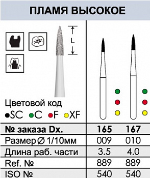 Боры алмазные C165 FG Dentex - 3 шт.