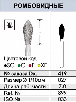 Боры алмазные 419 - 3 шт.