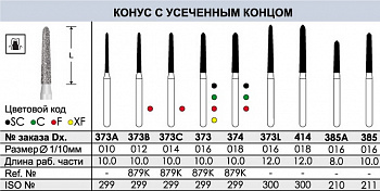Боры алмазные 373C - 3 шт.