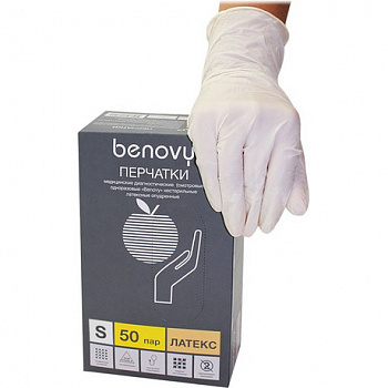 Перчатки латексные S Benovy - 100 шт.